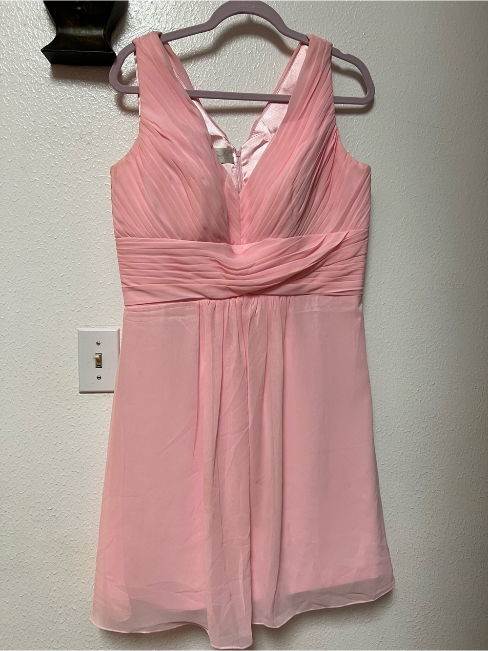 SimplyBridal Pink Chiffon V-Neck Dress